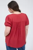 Wanda Double Front Tie Top - Red