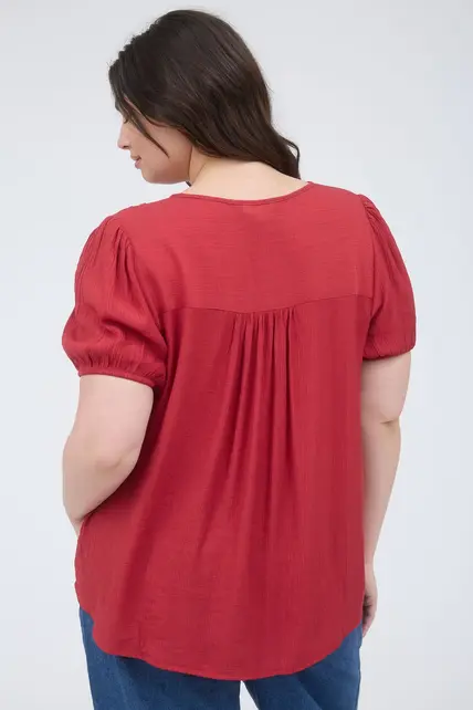 Wanda Double Front Tie Top - Red