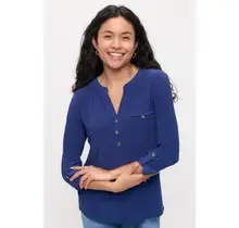 Ity Half Placket Shirt - Blue Iris