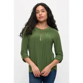 Ity Pleat Square Ring Zipper Shirt - Cedar Green