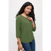 Ity Pleat Square Ring Zipper Shirt - Cedar Green