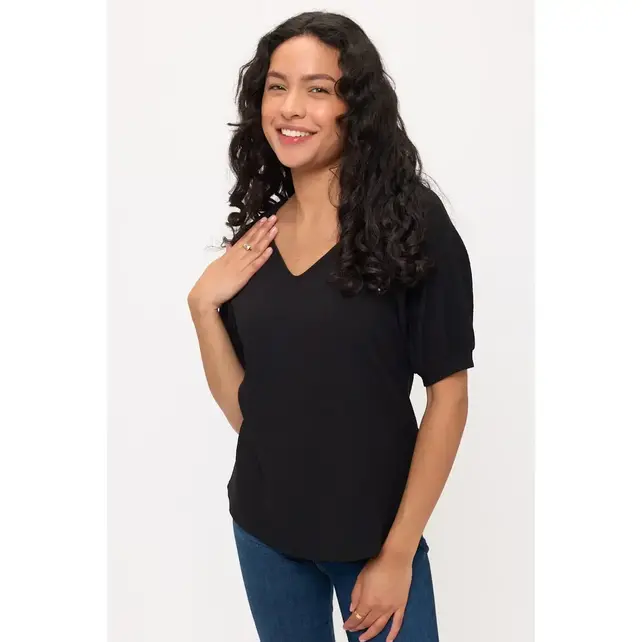 Candie Crepe  Smocking Blouse - Black