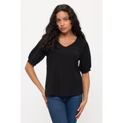Candie Crepe  Smocking Blouse - Black