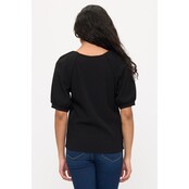 Candie Crepe  Smocking Blouse - Black
