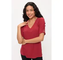 Ity Pleat Button Detail Shirt - Rio Red