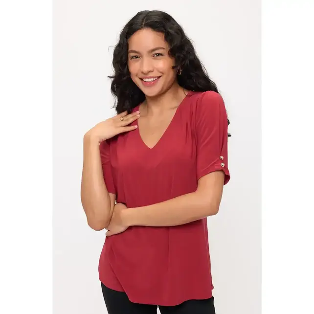Ity Pleat Button Detail Shirt - Rio Red