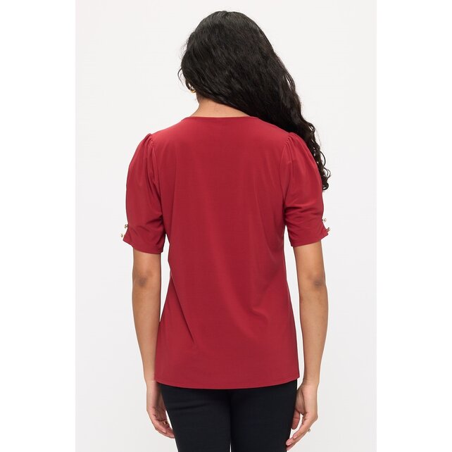 Ity Pleat Button Detail Shirt - Rio Red