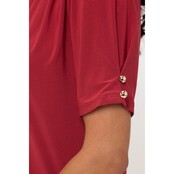 Ity Pleat Button Detail Shirt - Rio Red
