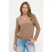Benna Classic V Neck Ribbed Sweater - Mocha Benna Classic V Neck Ribbed Sweater - Mocha