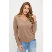 Benna Classic V Neck Ribbed Sweater - Mocha Benna Classic V Neck Ribbed Sweater - Mocha