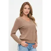 Benna Classic V Neck Ribbed Sweater - Mocha Benna Classic V Neck Ribbed Sweater - Mocha