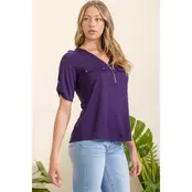 Vickie Zipper 2 Pocket Flap Shirt - Plum