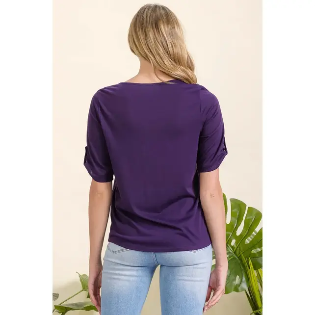 Vickie Zipper 2 Pocket Flap Shirt - Plum