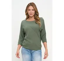 Bella Rib Brushed  Dolman Top - Dusty Olive