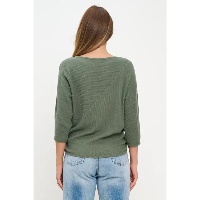 Bella Rib Brushed  Dolman Top - Dusty Olive