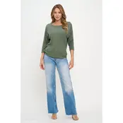 Bella Rib Brushed  Dolman Top - Dusty Olive