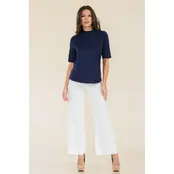 Beatrix Elbow Sleeve  Mockneck Top - Navy