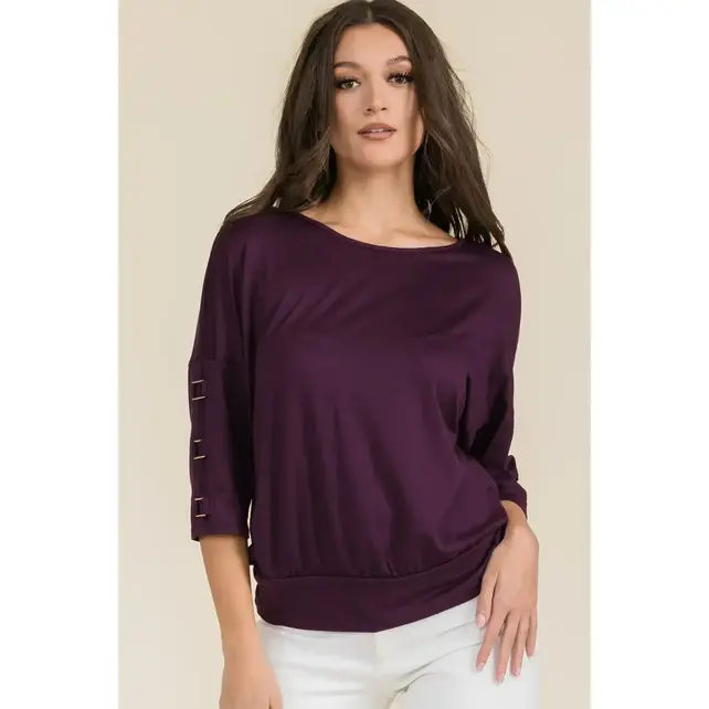 Beau Square Ring  Dolman Top - Plum