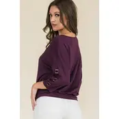Beau Square Ring  Dolman Top - Plum