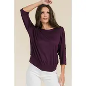 Beau Square Ring  Dolman Top - Plum