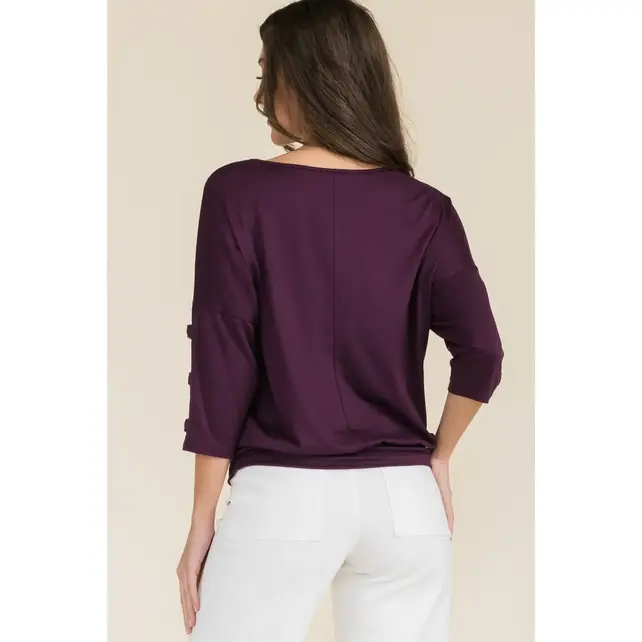 Beau Square Ring  Dolman Top - Plum