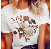Autumn Flower Vintage Tee - White