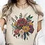 Burgundy Floral Autumn Vintage Tee - Beige