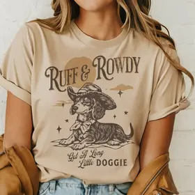 Ruff and Rowdy Dog Lover Tee - Beige