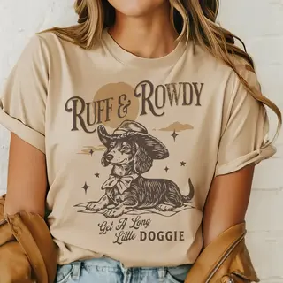 Ruff and Rowdy Dog Lover Tee - Beige