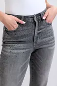 Rhinestone Straight Leg Jean - Gray