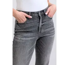 Rhinestone Straight Leg Jean - Gray