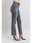 Rhinestone Straight Leg Jean - Gray