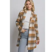 Jana Long Sleeve Plaid - Camel