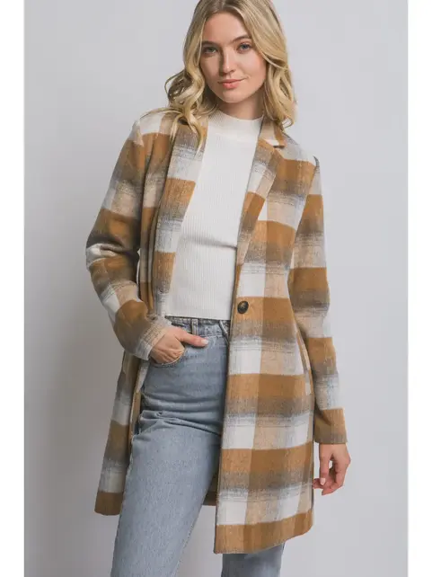 Jana Long Sleeve Plaid - Camel