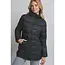 Long Quilted Puffer Jacket w/Pockets - Black