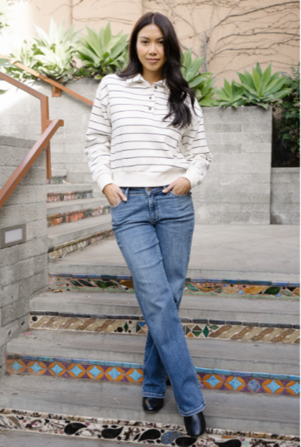 Samantha V-Front Straight Jeans