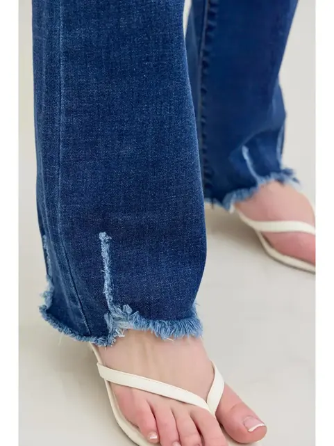 Natalie Distressed Hem Bootcut Jeans