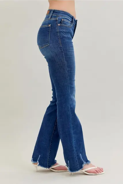 Natalie Distressed Hem Bootcut Jeans