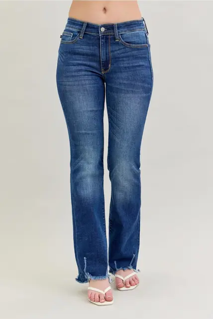 Natalie Distressed Hem Bootcut Jeans