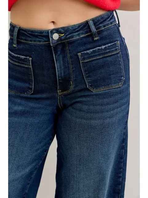 Emily Palazzo Front Patch Jeans