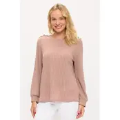 Miru Rib Button Shoulder Sweater- Taupe