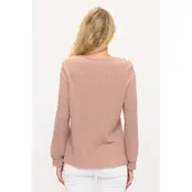 Miru Rib Button Shoulder Sweater- Taupe