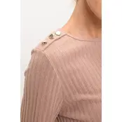 Miru Rib Button Shoulder Sweater- Taupe