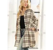 Leah Button Down Shacket - Cream