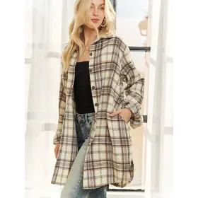 Leah Button Down Shacket - Cream