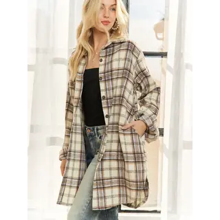 Leah Button Down Shacket - Cream