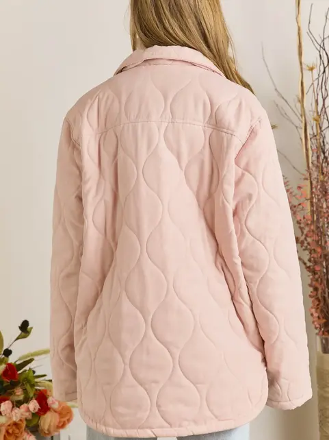 Nova Button Down Quilted Jacket - Blush Nova Button Down Quilted Jacket - Blush
