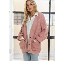 Ruby Button Down Cardigan - Mauve