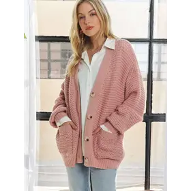 Ruby Button Down Cardigan - Mauve