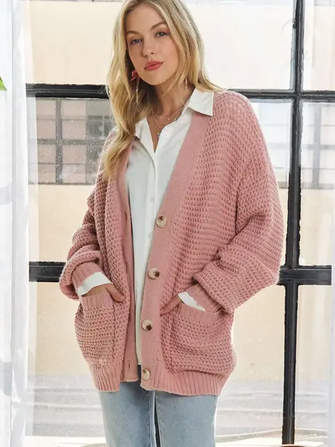 Ruby Button Down Cardigan - Mauve Ruby Button Down Cardigan - Mauve